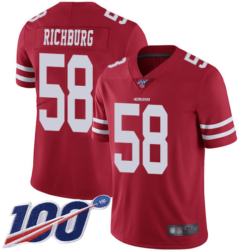 San Francisco 49ers Limited Red Men Weston Richburg Home NFL Jersey #58 100th Season Vapor Untouchable->san francisco 49ers->NFL Jersey